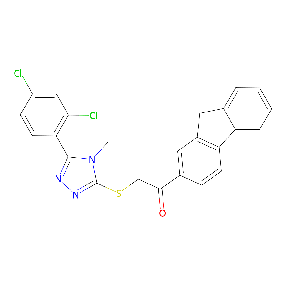 2-[[5-(2,4-dichlorophenyl)-4-methyl-1,2,4-triazol-3-yl]sulfanyl]-1-(9H-fluoren-2-yl)ethanone molecular structure, CAS 312278-21-0