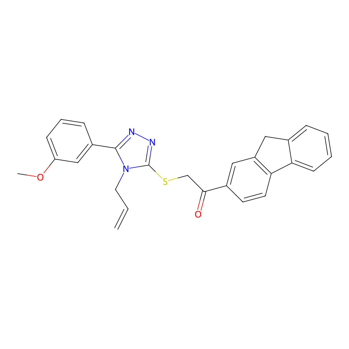 1-(9H-fluoren-2-yl)-2-[[5-(3-methoxyphenyl)-4-prop-2-enyl-1,2,4-triazol-3-yl]sulfanyl]ethanone molecular structure, CAS 312278-39-0