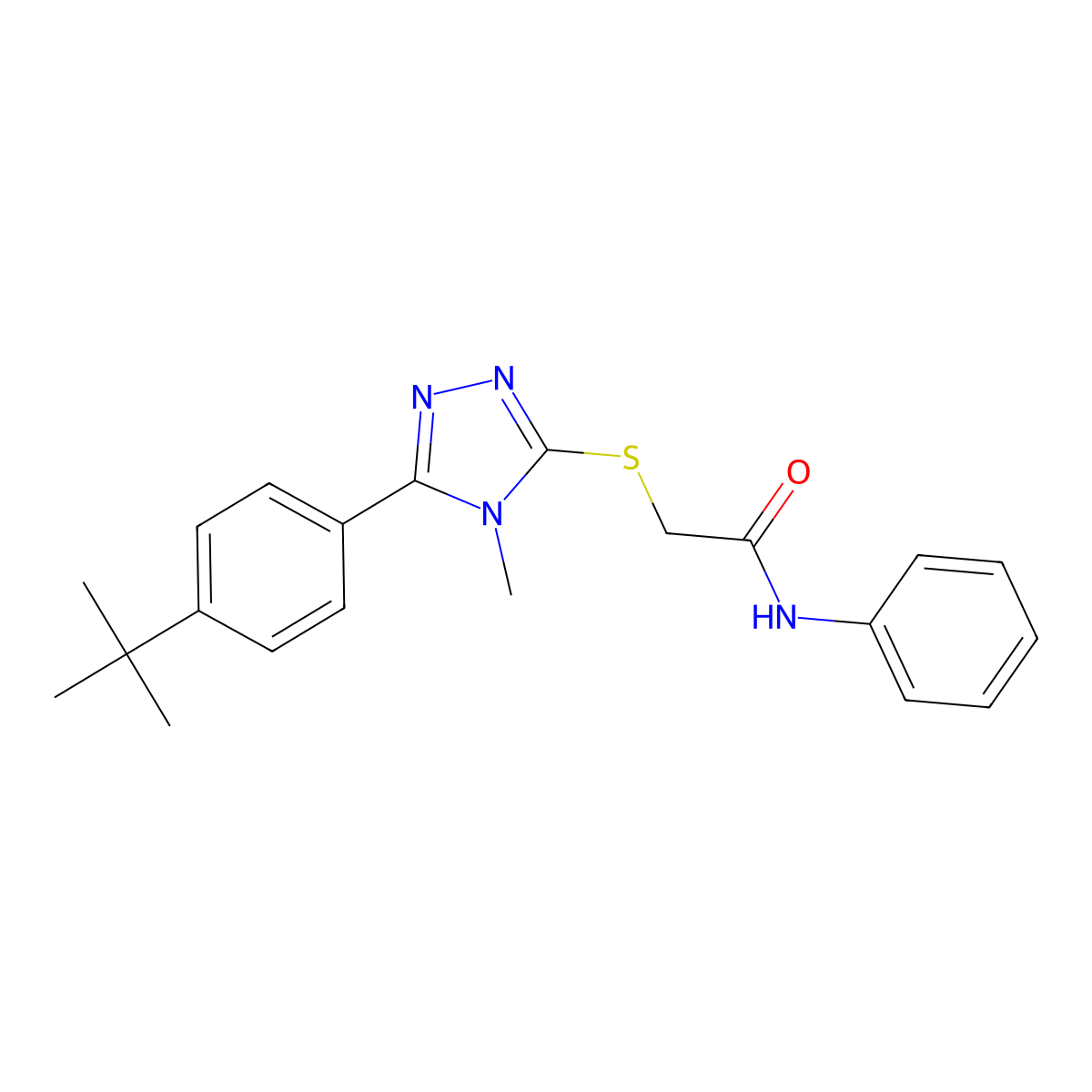 2-[[5-(4-tert-butylphenyl)-4-methyl-1,2,4-triazol-3-yl]sulfanyl]-N-phenylacetamide molecular structure, CAS 312278-45-8