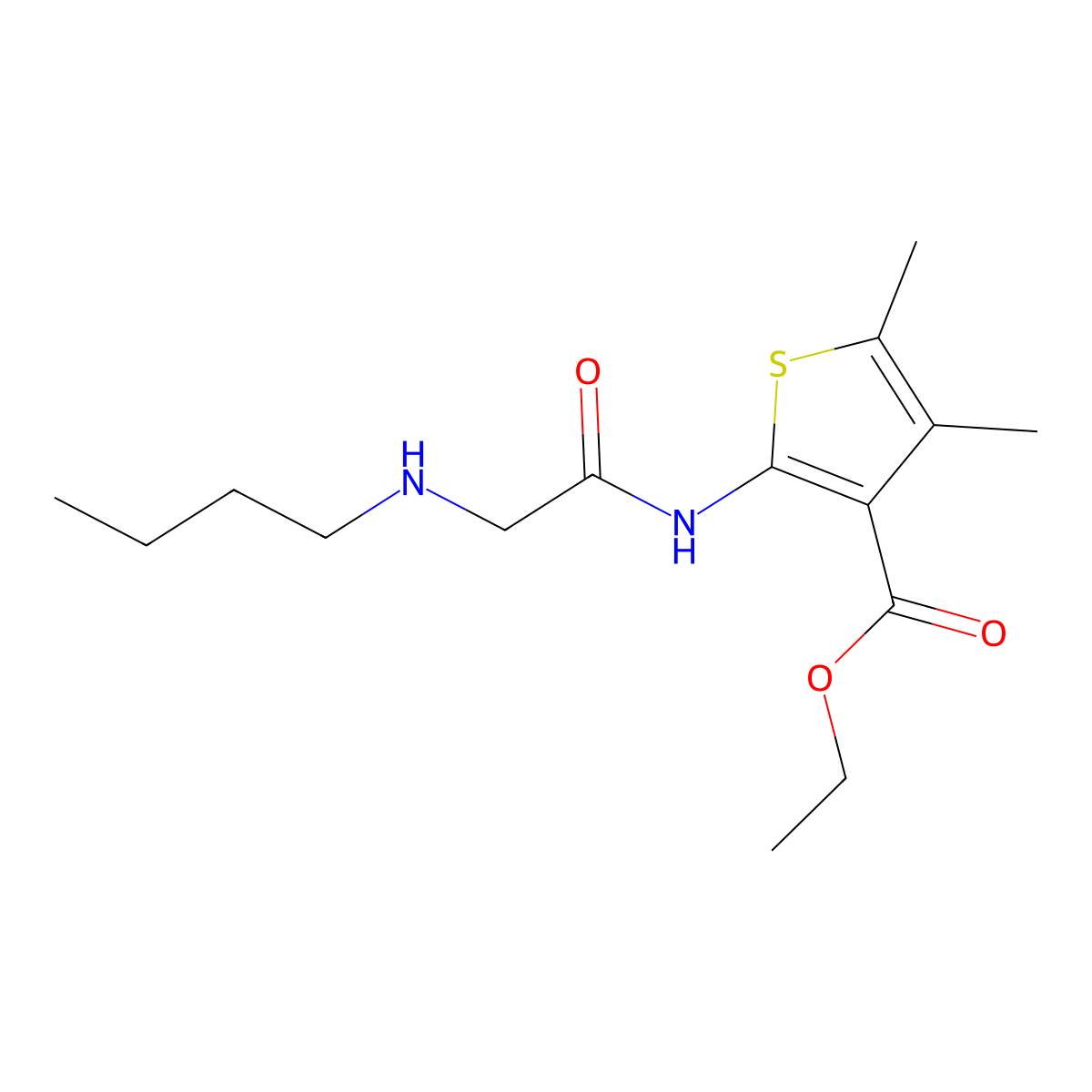 ethyl 2-[(N-butylglycyl)amino]-4,5-dimethylthiophene-3-carboxylate molecular structure, CAS 312278-86-7