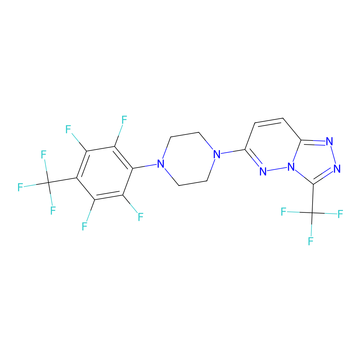 6-[4-[2,3,5,6-Tetrafluoro-4-(trifluoromethyl)phenyl]piperazin-1-yl]-3-(trifluoromethyl)-[1,2,4]triazolo[4,3-b]pyridazine molecular structure, CAS 312278-92-5