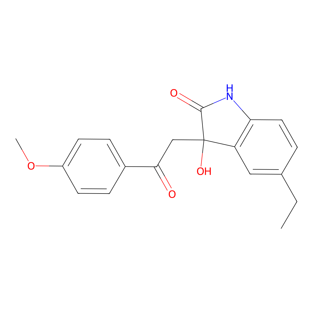 5-ethyl-3-hydroxy-3-[2-(4-methoxyphenyl)-2-oxoethyl]-1,3-dihydro-2H-indol-2-one molecular structure, CAS 312279-08-6