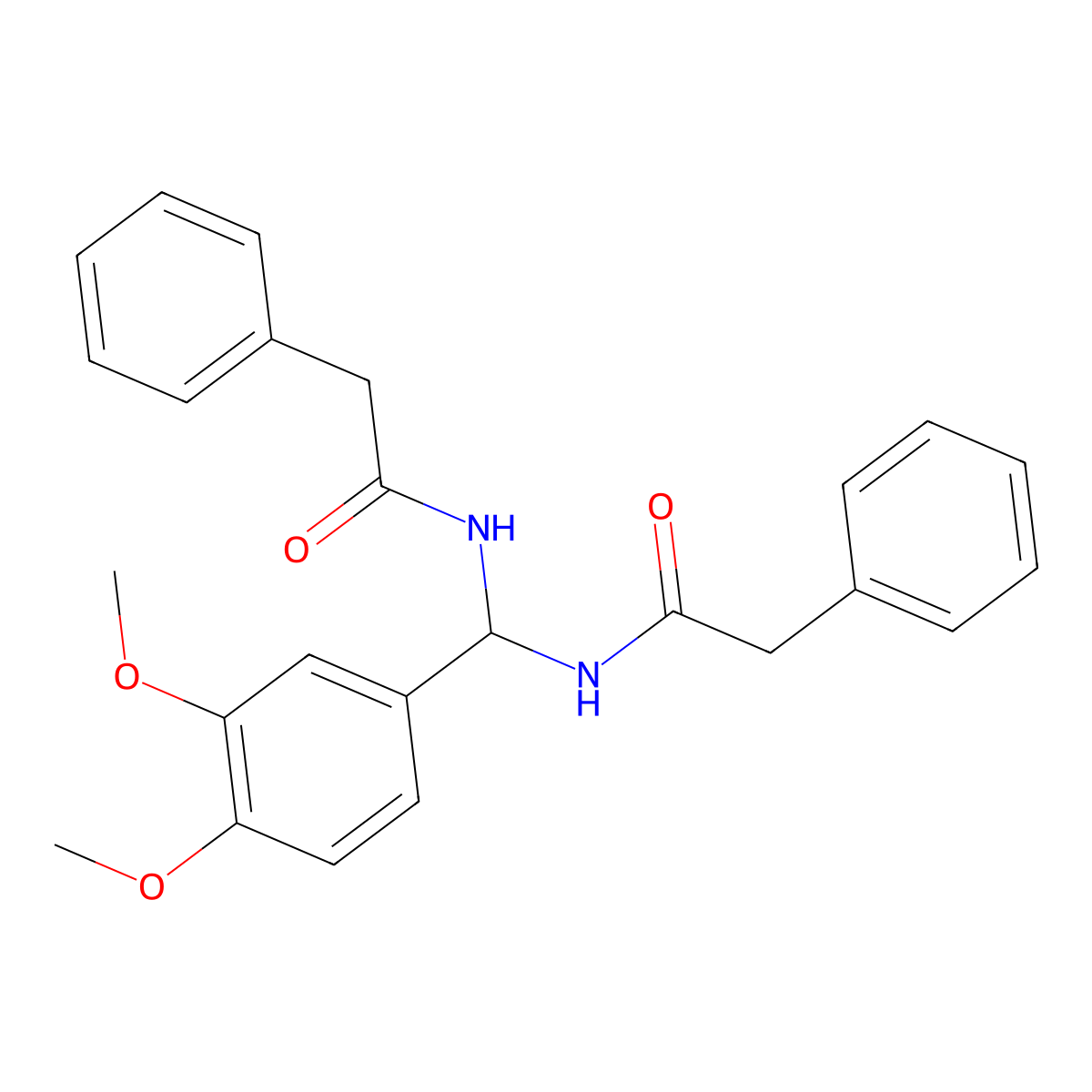 N-{(3,4-dimethoxyphenyl)[(phenylacetyl)amino]methyl}-2-phenylacetamide molecular structure, CAS 312279-14-4