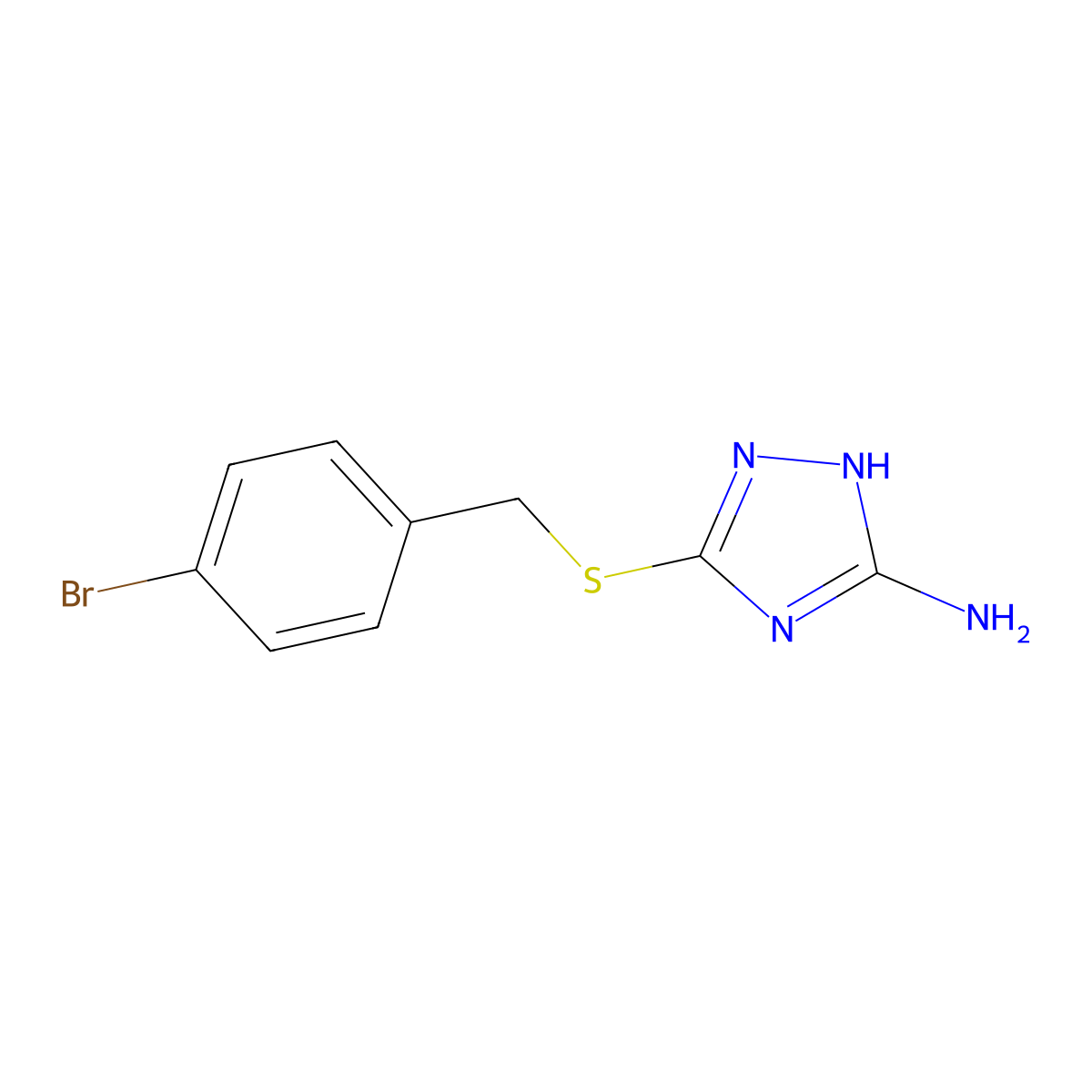 3-[(4-bromophenyl)methylsulfanyl]-1H-1,2,4-triazol-5-amine molecular structure, CAS 312279-17-7