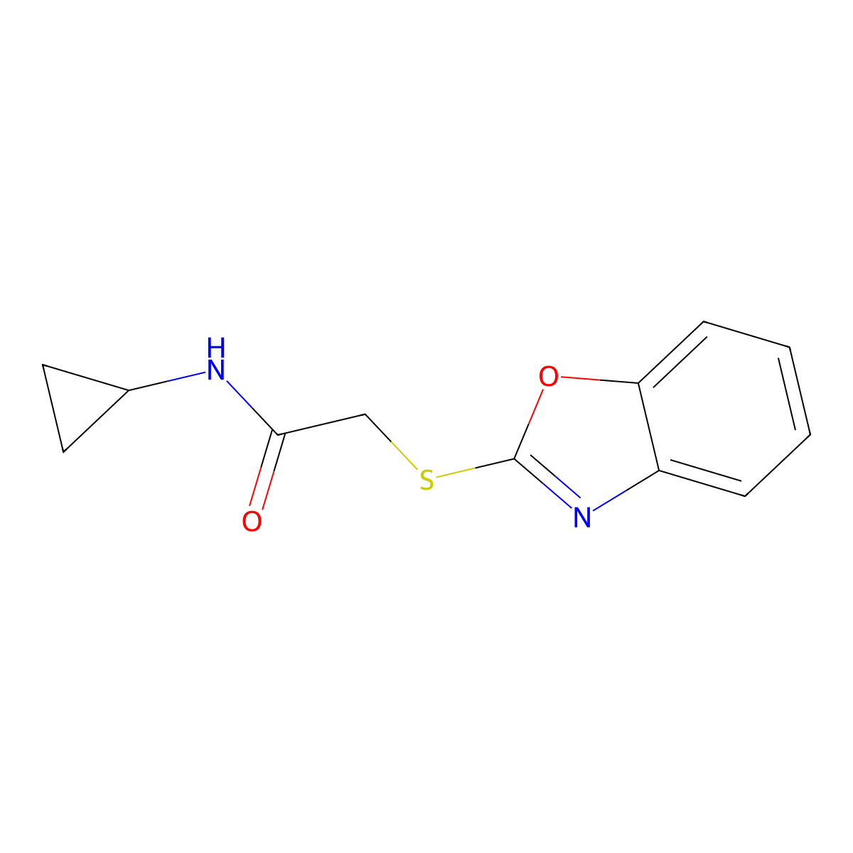2-(1,3-benzoxazol-2-ylsulfanyl)-N-cyclopropylacetamide molecular structure, CAS 312279-25-7