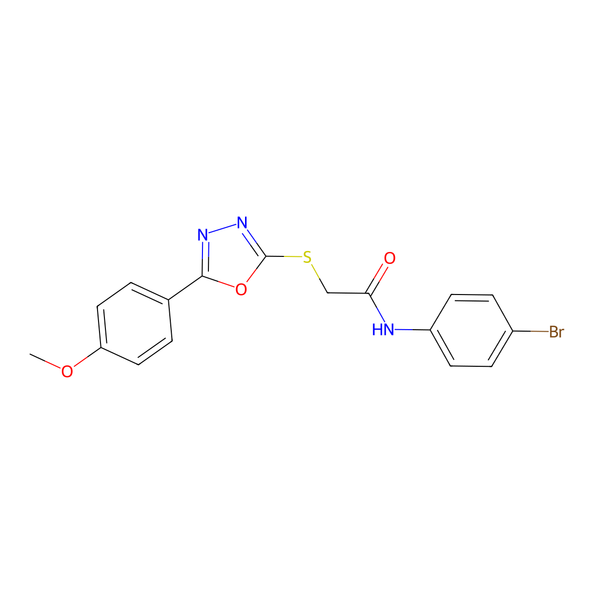 N-(4-bromophenyl)-2-((5-(4-methoxyphenyl)-1,3,4-oxadiazol-2-yl)thio)acetamide molecular structure, CAS 312279-30-4