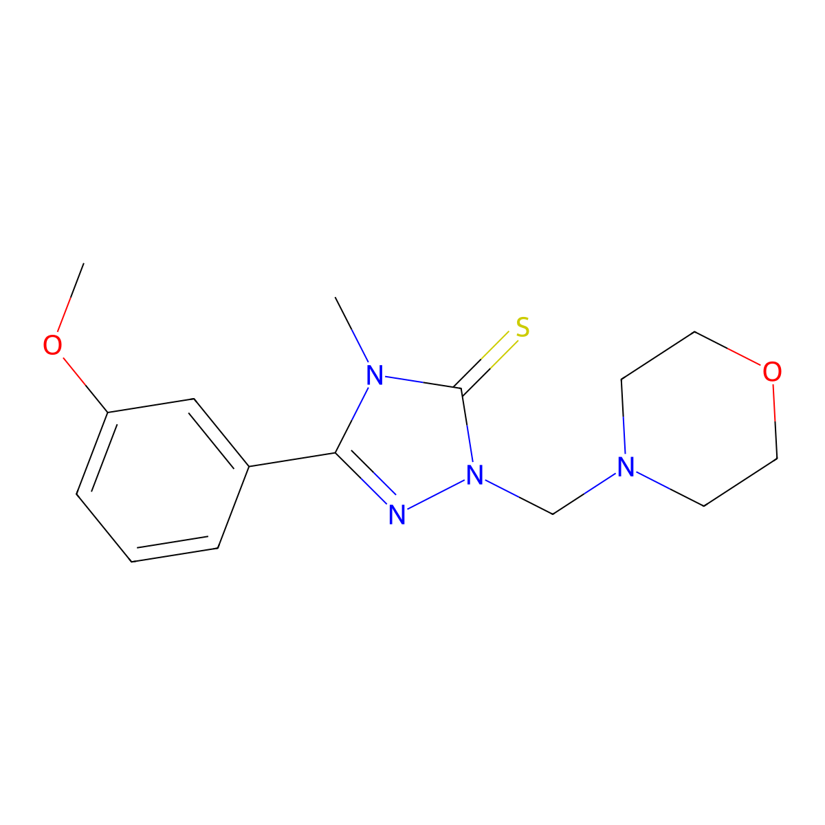 5-(3-Methoxyphenyl)-4-methyl-2-(morpholin-4-ylmethyl)-1,2,4-triazole-3-thione molecular structure, CAS 312279-36-0