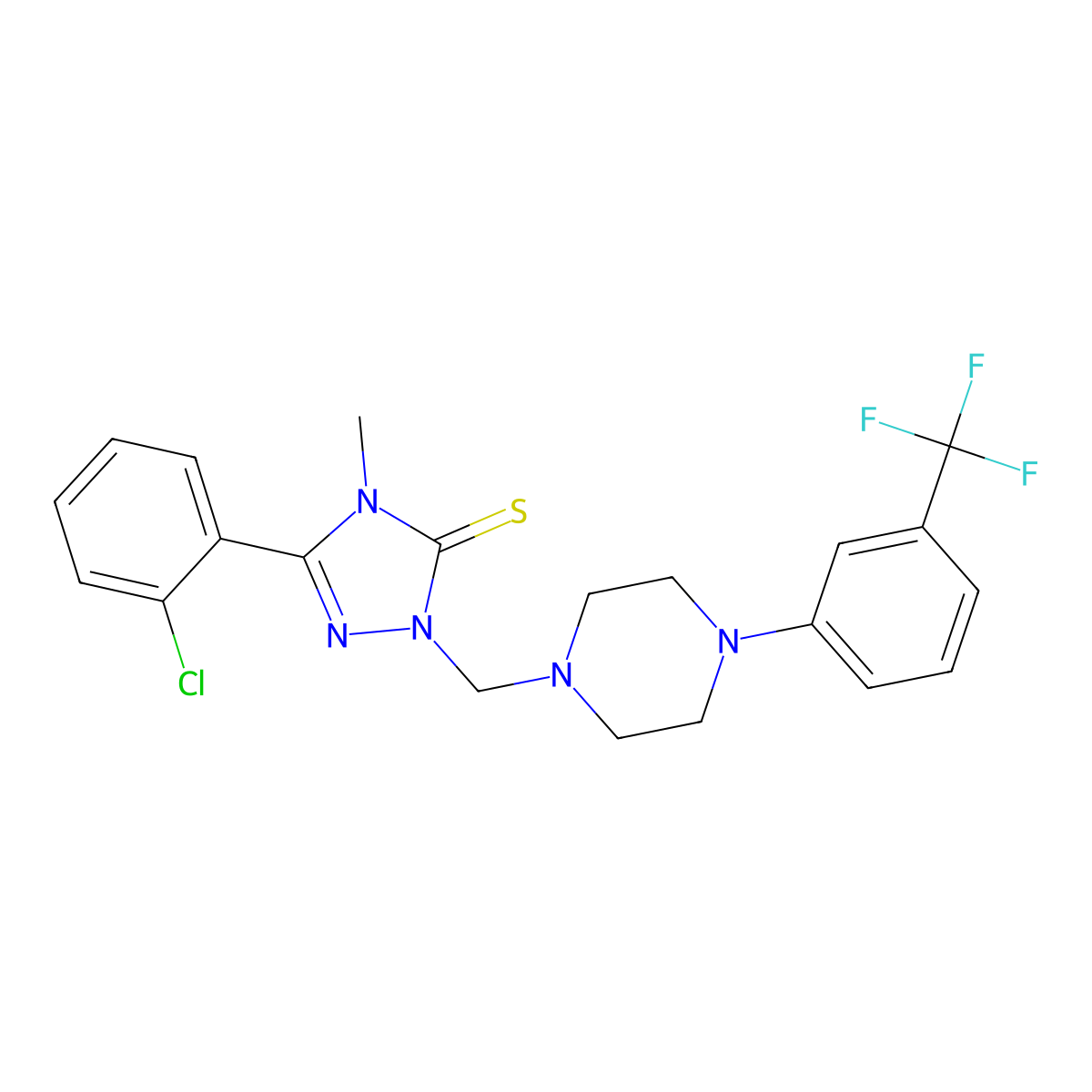 5-(2-Chlorophenyl)-4-methyl-2-[[4-[3-(trifluoromethyl)phenyl]piperazin-1-yl]methyl]-1,2,4-triazole-3-thione molecular structure, CAS 312279-37-1