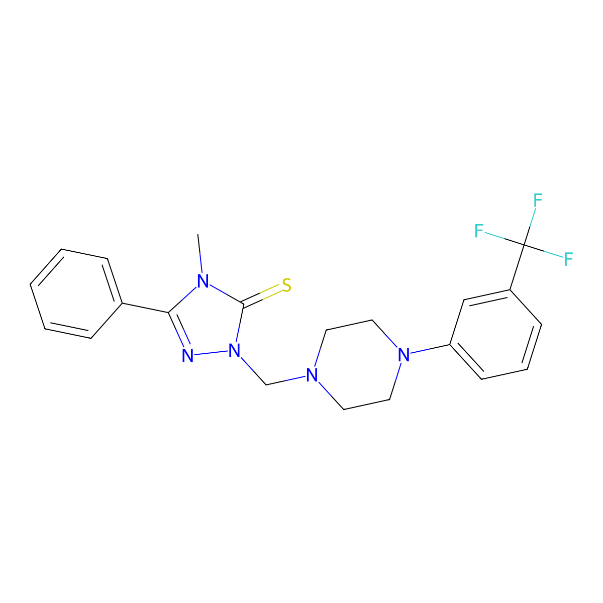 4-methyl-5-phenyl-2-({4-[3-(trifluoromethyl)phenyl]piperazin-1-yl}methyl)-2,4-dihydro-3H-1,2,4-triazole-3-thione molecular structure, CAS 312279-40-6