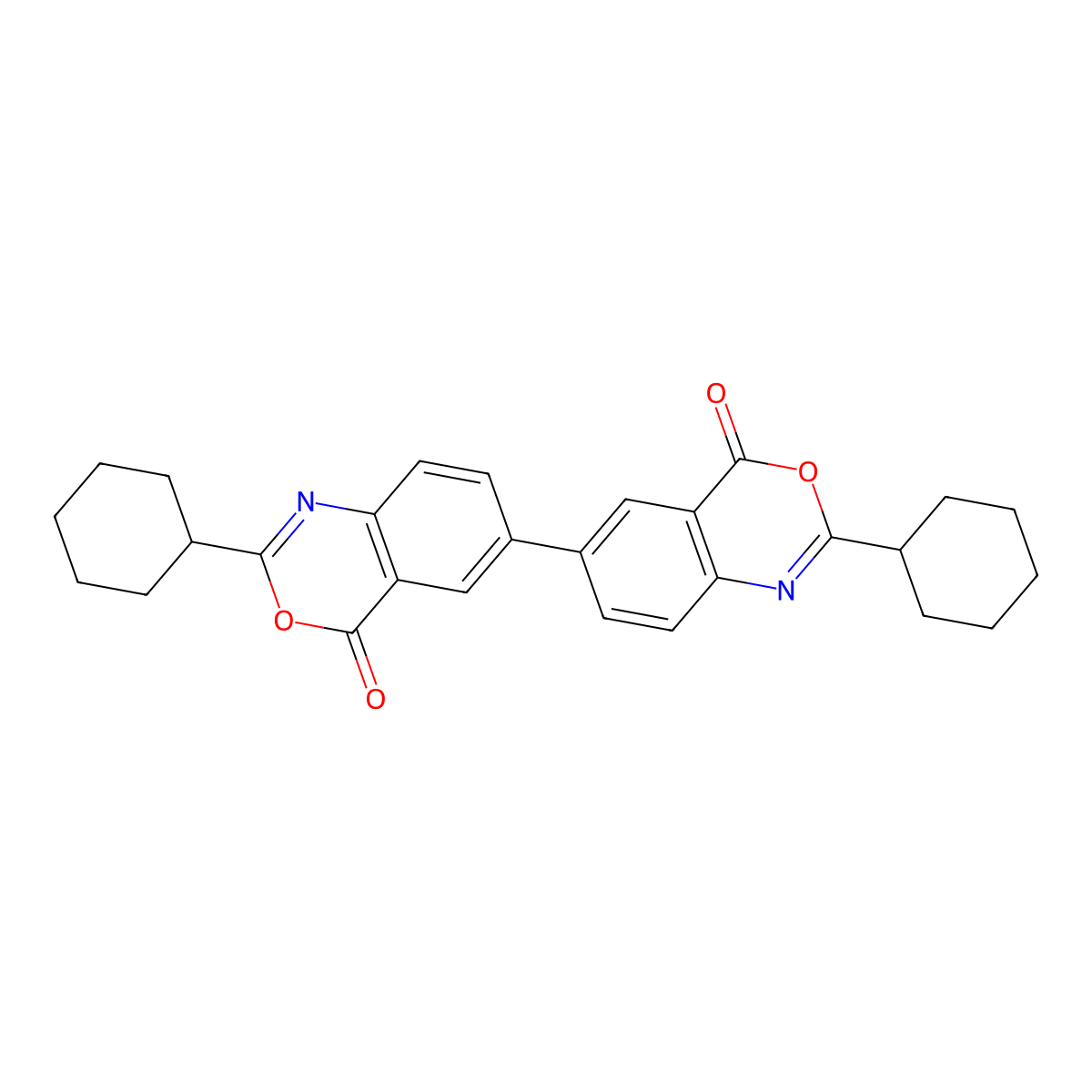 2-Cyclohexyl-6-(2-cyclohexyl-4-oxo-3,1-benzoxazin-6-yl)-3,1-benzoxazin-4-one molecular structure, CAS 312279-67-7