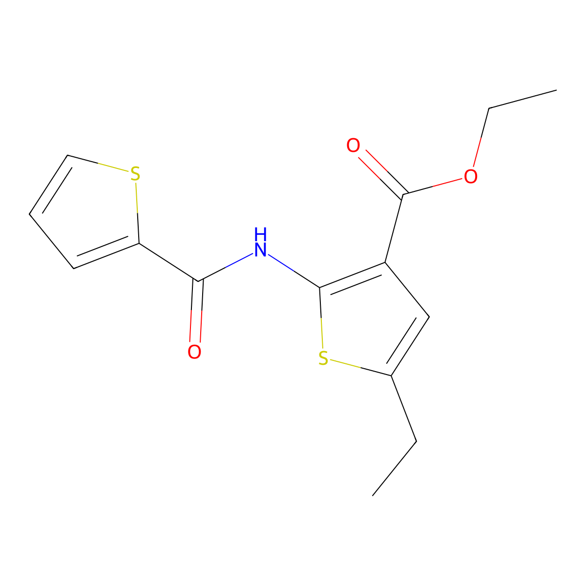 Ethyl 5-ethyl-2-(thiophene-2-carboxamido)thiophene-3-carboxylate molecular structure, CAS 312279-77-9