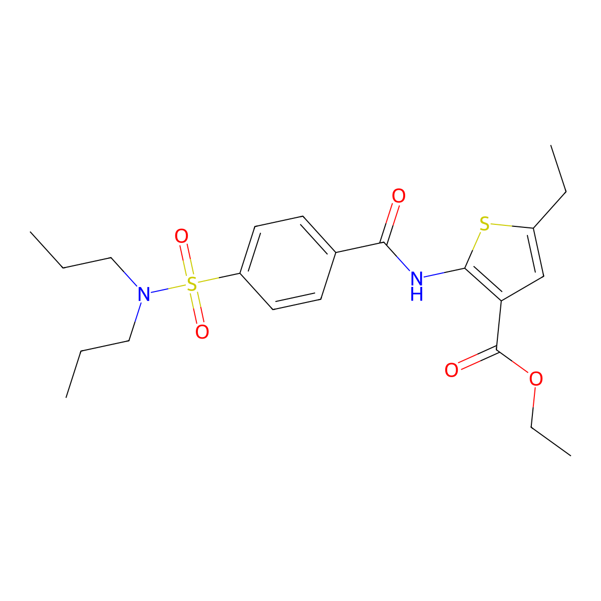 Ethyl 2-[[4-(dipropylsulfamoyl)benzoyl]amino]-5-ethylthiophene-3-carboxylate molecular structure, CAS 312280-08-3