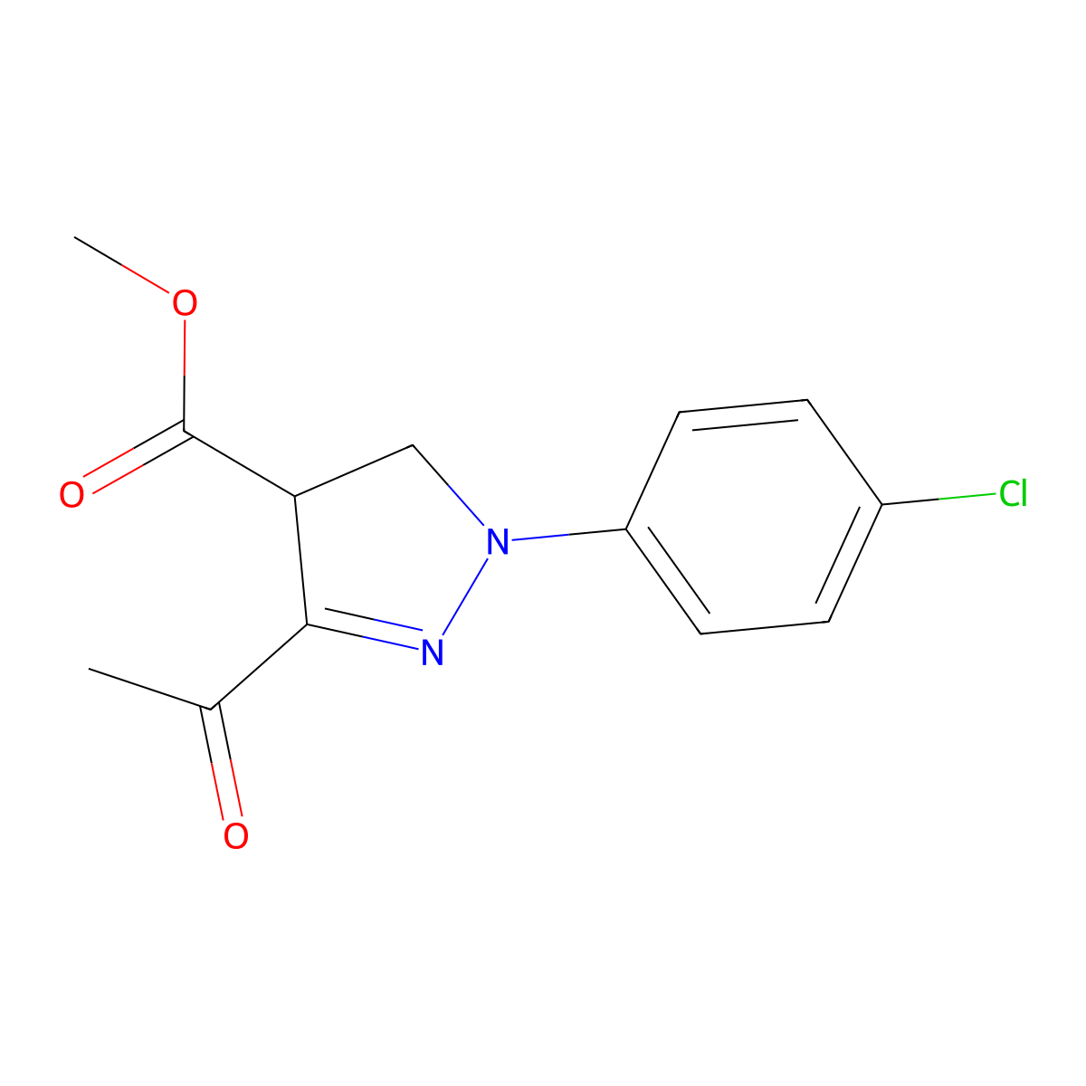 methyl 3-acetyl-1-(4-chlorophenyl)-4,5-dihydro-1H-pyrazole-4-carboxylate molecular structure, CAS 312280-15-2