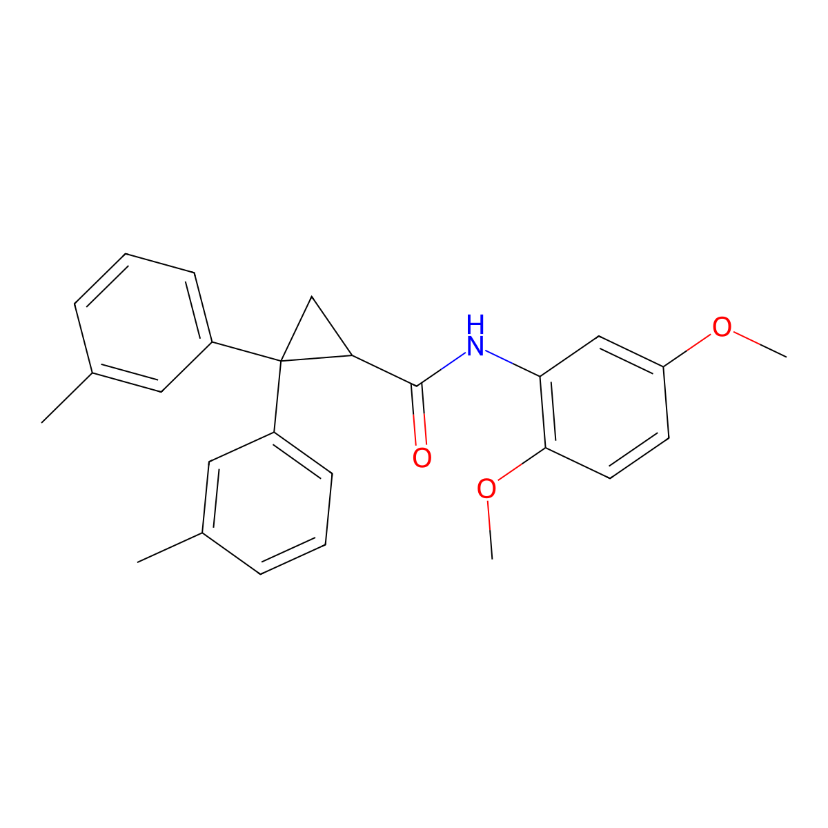 N-(2,5-dimethoxyphenyl)-2,2-bis(3-methylphenyl)cyclopropane-1-carboxamide molecular structure, CAS 312280-43-6