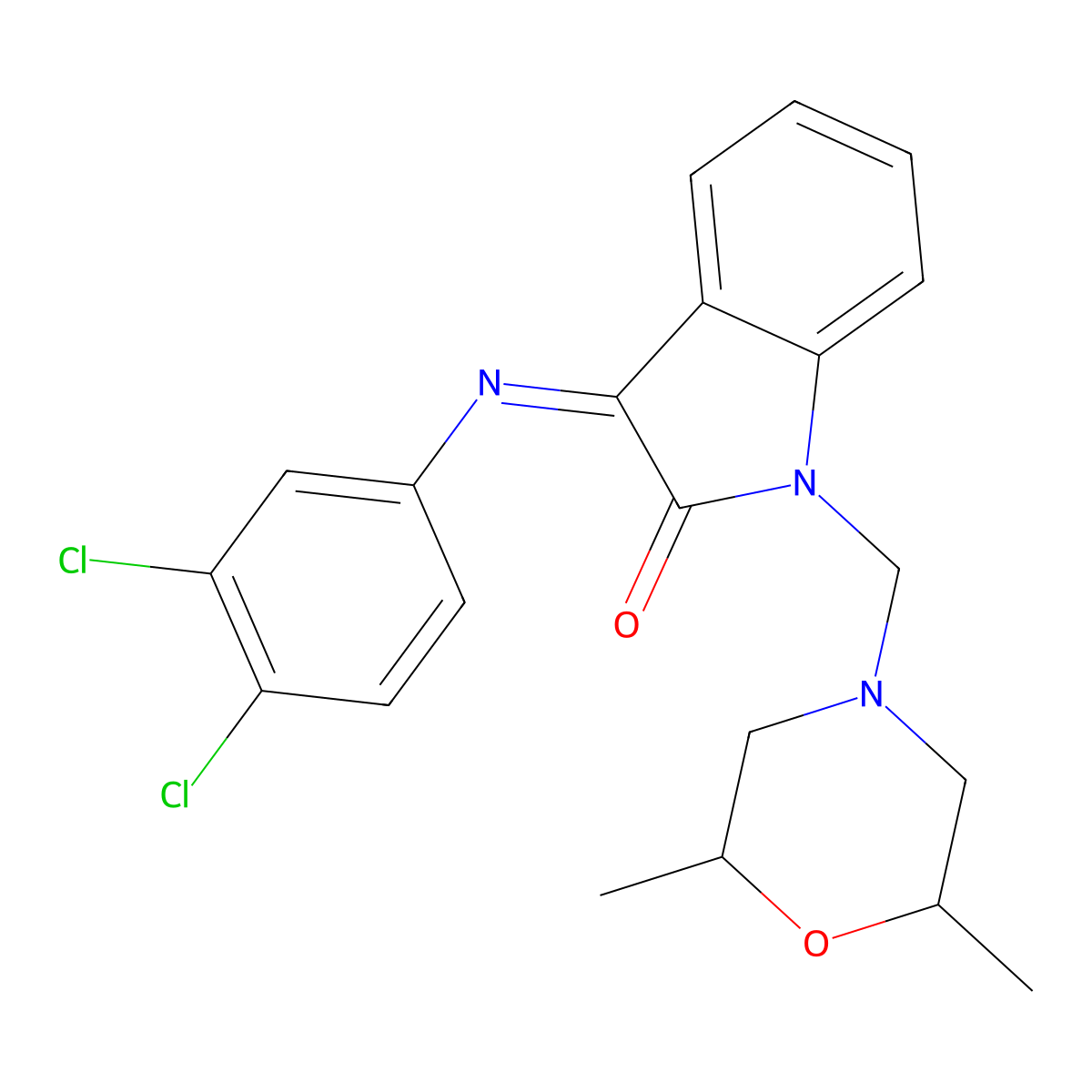 3-[(3,4-dichlorophenyl)imino]-1-[(2,6-dimethyl-4-morpholinyl)methyl]-1,3-dihydro-2H-indol-2-one molecular structure, CAS 312280-49-2