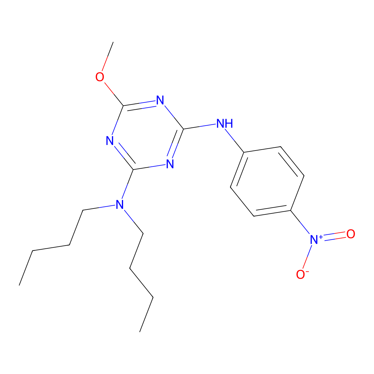 2-(Dibutylamino)-4-{4-nitroanilino}-6-methoxy-1,3,5-triazine molecular structure, CAS 312280-93-6