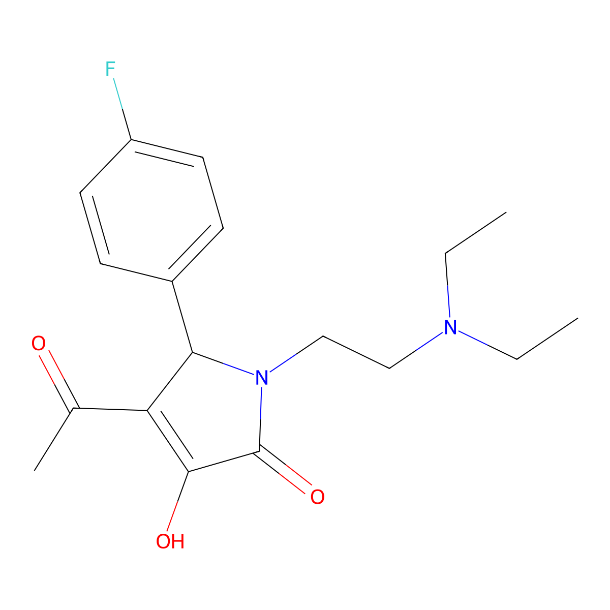 4-acetyl-1-[2-(diethylamino)ethyl]-5-(4-fluorophenyl)-3-hydroxy-1,5-dihydro-2H-pyrrol-2-one molecular structure, CAS 312281-01-9
