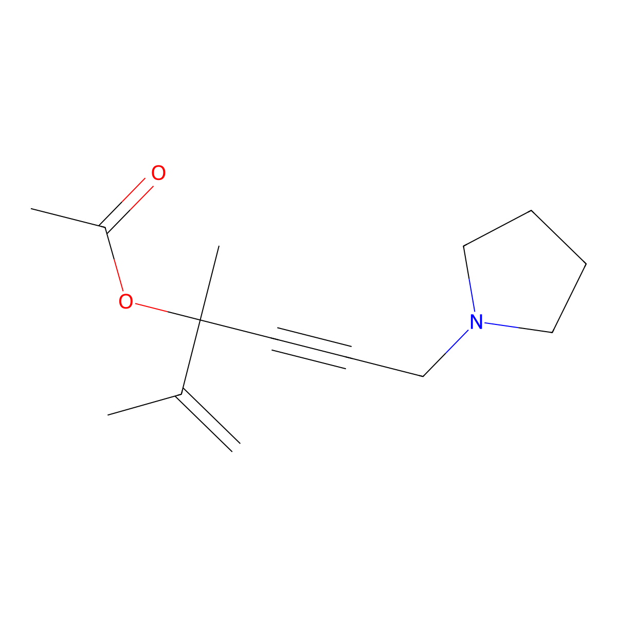 2,3-Dimethyl-6-(pyrrolidin-1-yl)hex-1-en-4-yn-3-yl acetate molecular structure, CAS 312281-10-0