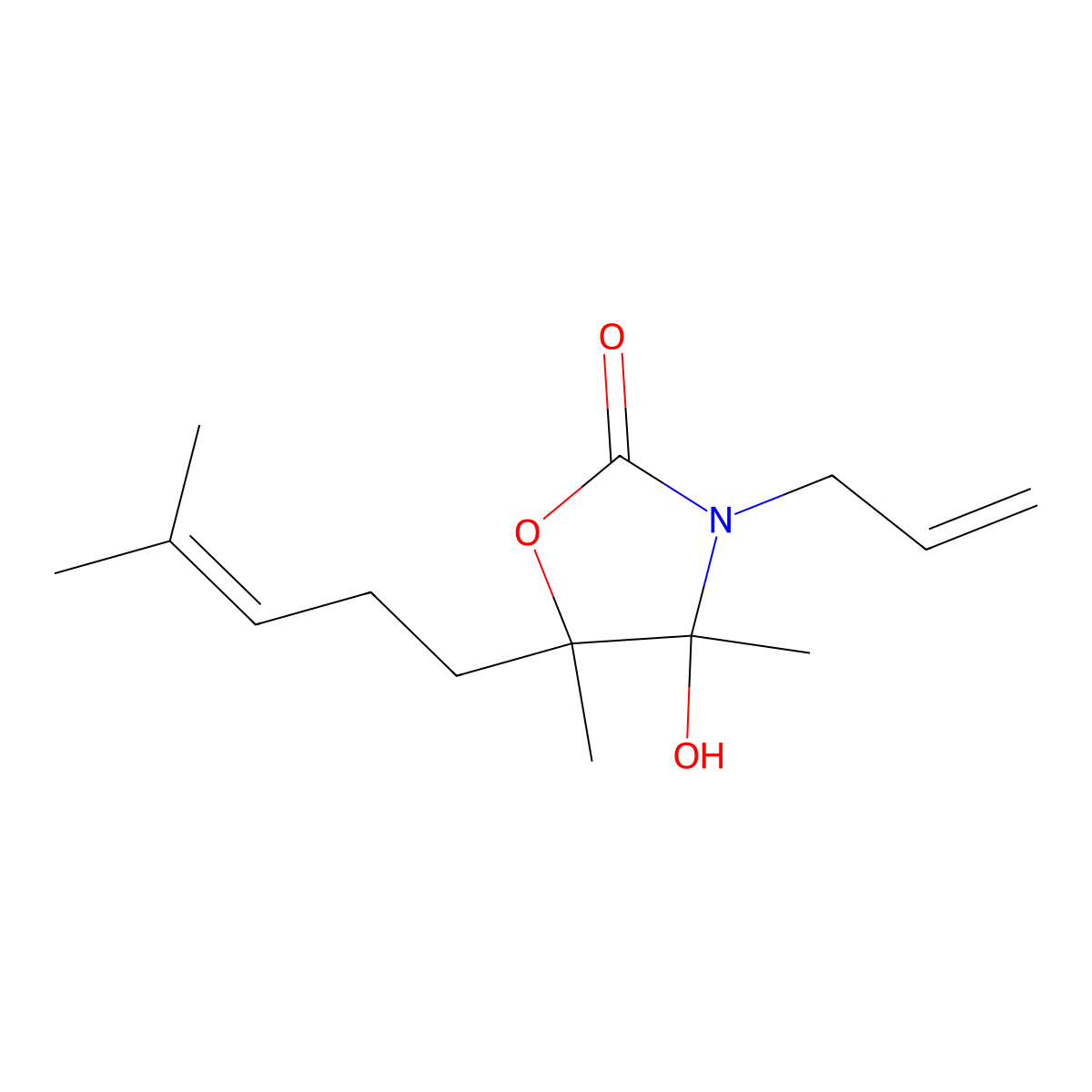 3-Allyl-4-hydroxy-4,5-dimethyl-5-(4-methyl-3-pentenyl)-1,3-oxazolidin-2-one molecular structure, CAS 312281-30-4