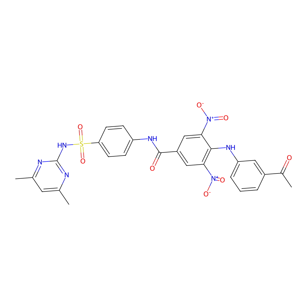 4-(3-acetylanilino)-N-[4-[(4,6-dimethylpyrimidin-2-yl)sulfamoyl]phenyl]-3,5-dinitrobenzamide molecular structure, CAS 312281-32-6