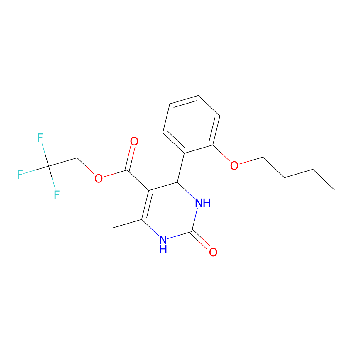 2,2,2-Trifluoroethyl 4-(2-butoxyphenyl)-6-methyl-2-oxo-1,2,3,4-tetrahydropyrimidine-5-carboxylate molecular structure, CAS 312281-46-2