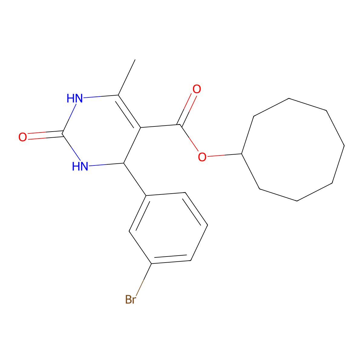 Cyclooctyl 4-(3-bromophenyl)-6-methyl-2-oxo-1,2,3,4-tetrahydropyrimidine-5-carboxylate molecular structure, CAS 312281-47-3
