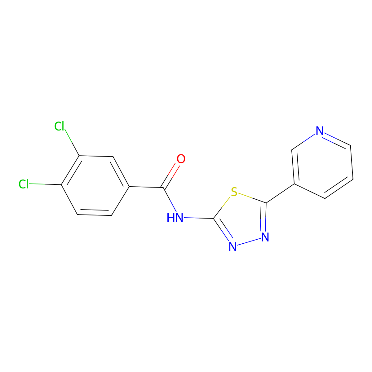 3,4-dichloro-N-(5-pyridin-3-yl-1,3,4-thiadiazol-2-yl)benzamide molecular structure, CAS 312281-80-4