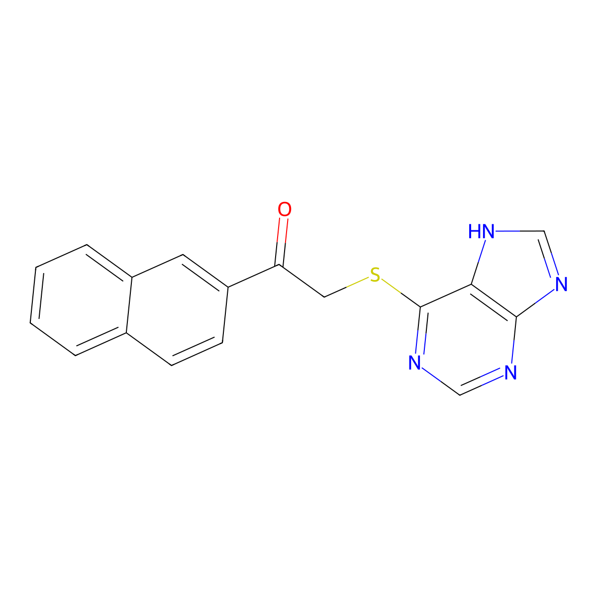 1-naphthalen-2-yl-2-(7H-purin-6-ylsulfanyl)ethanone molecular structure, CAS 312281-93-9