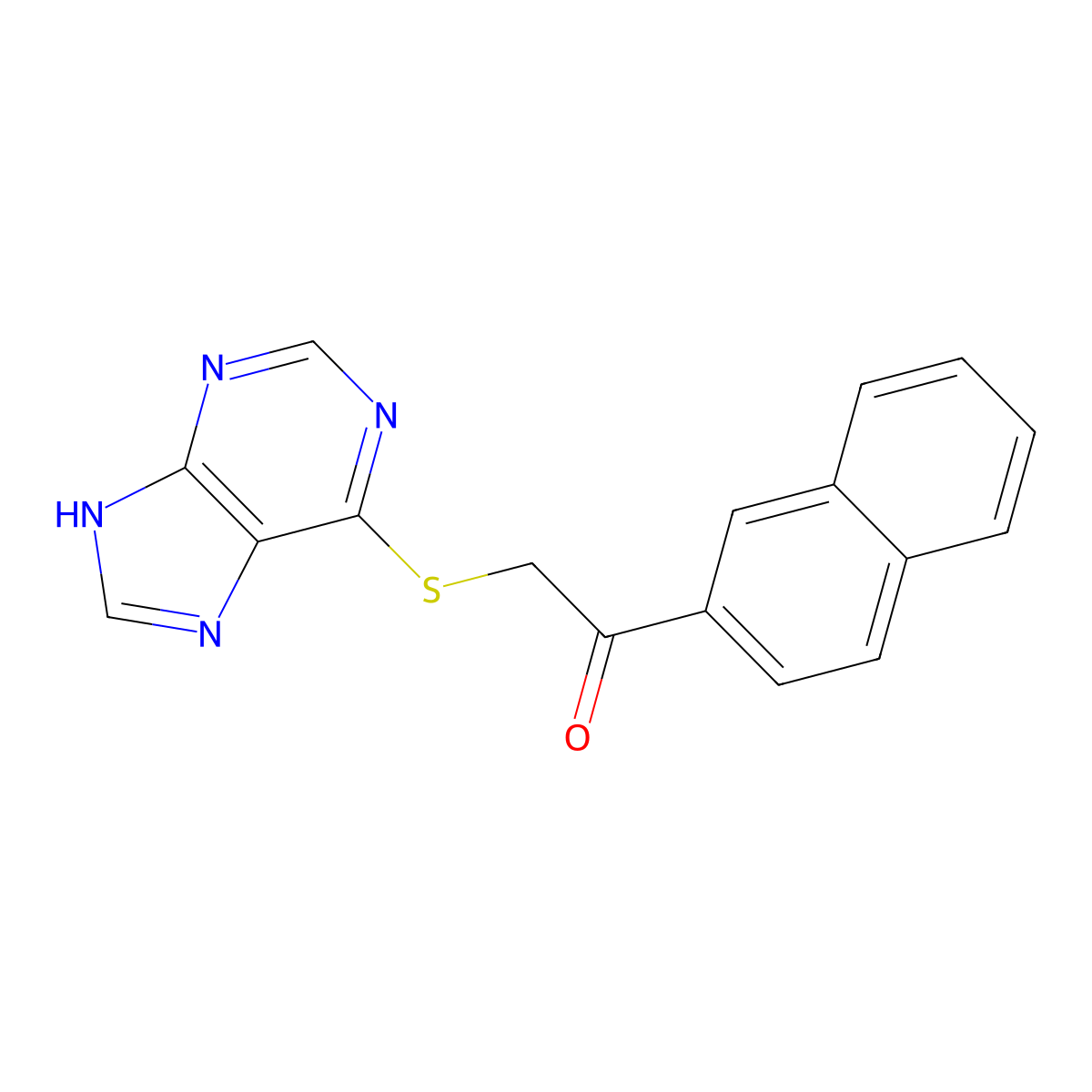 1-naphthalen-2-yl-2-(7H-purin-6-ylsulfanyl)ethanone molecular structure, CAS 312281-93-9