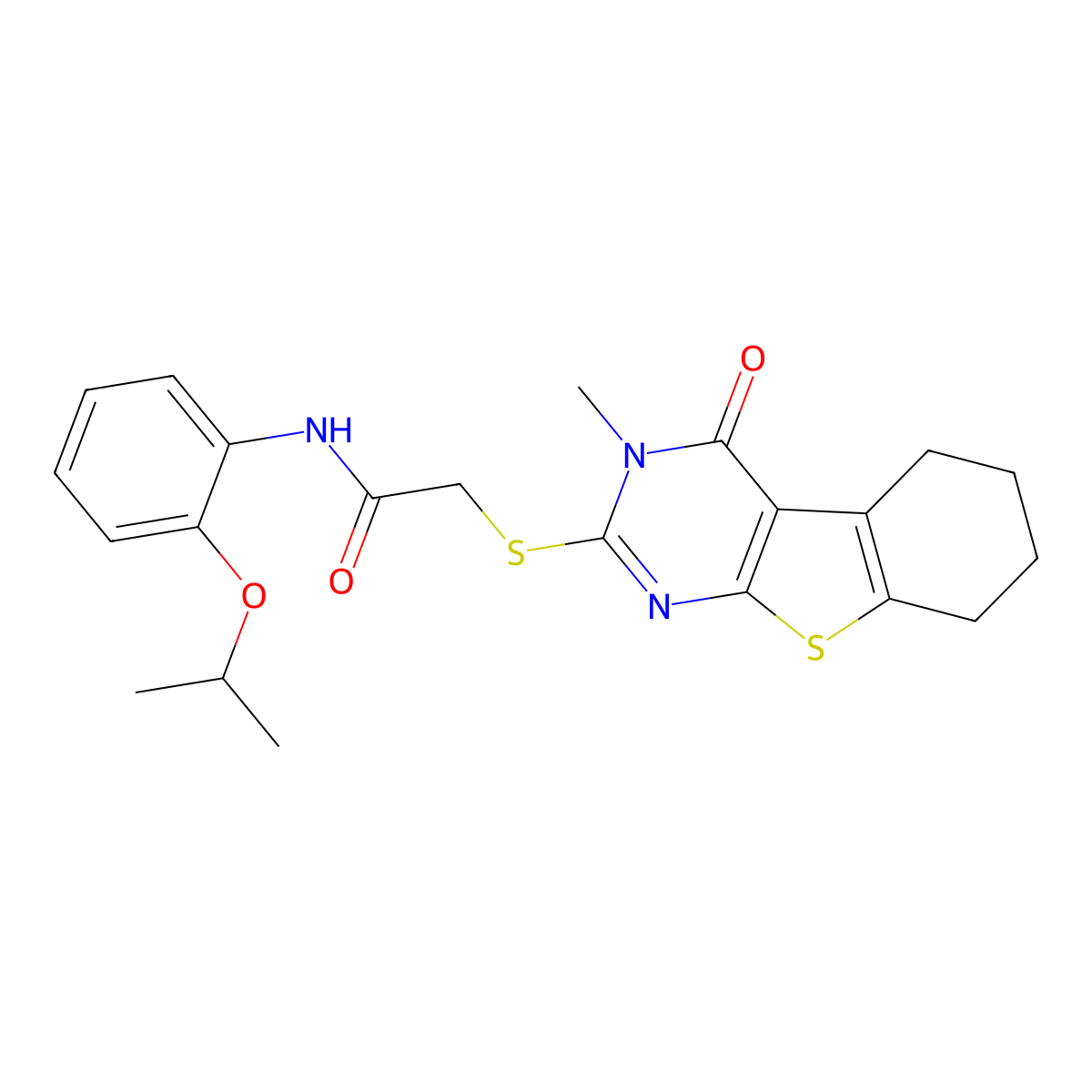 N-(2-Isopropoxyphenyl)-2-[(3-methyl-4-oxo-3,4,5,6,7,8-hexahydro[1]benzothieno[2,3-D]pyrimidin-2-YL)sulfanyl]acetamide molecular structure, CAS 312282-00-1