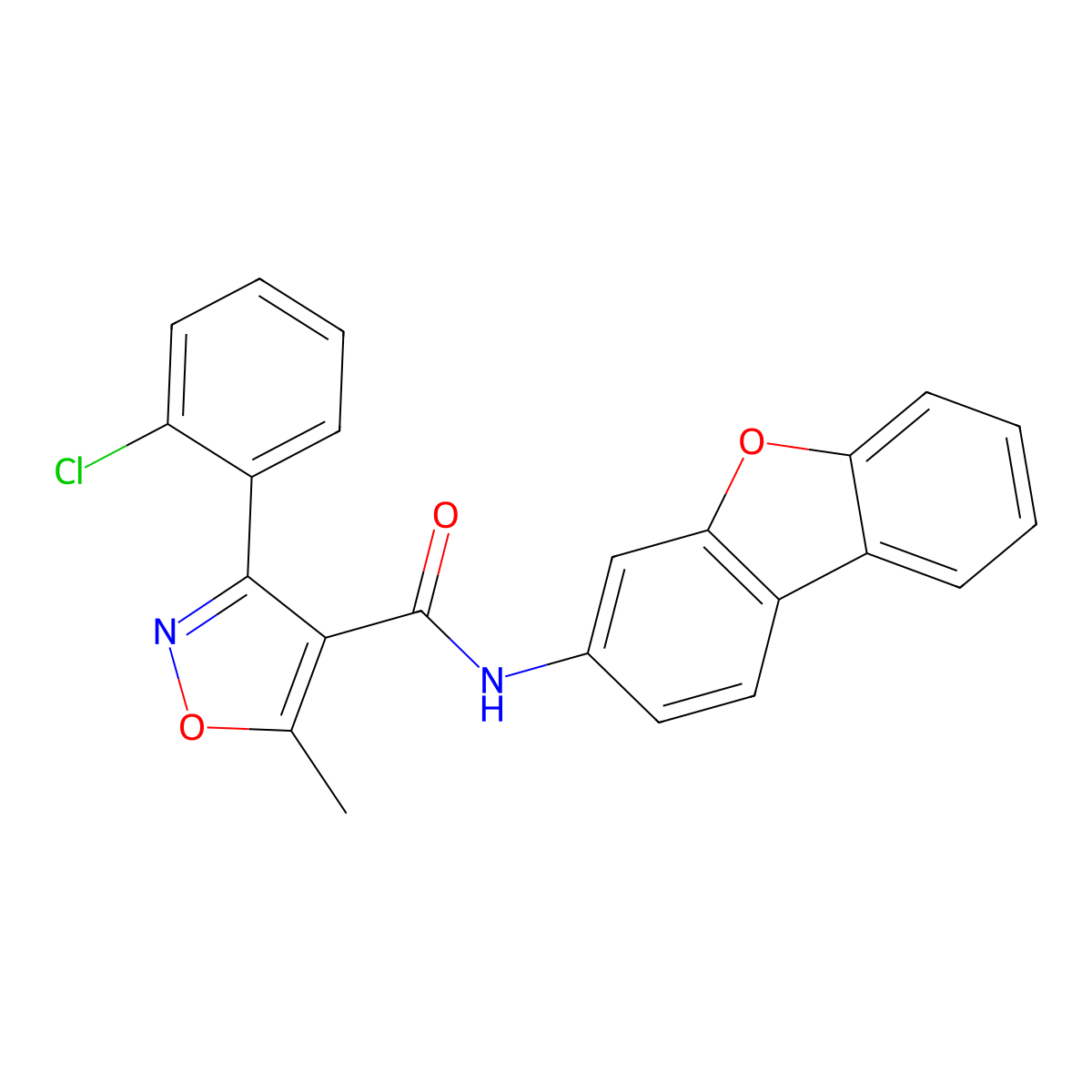 3-(2-chlorophenyl)-N-dibenzofuran-3-yl-5-methyl-1,2-oxazole-4-carboxamide molecular structure, CAS 312282-04-5
