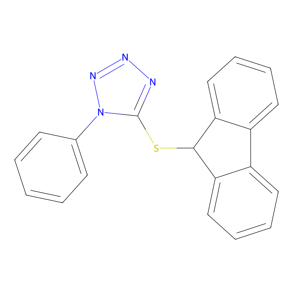 5-(9H-fluoren-9-ylsulfanyl)-1-phenyltetrazole molecular structure, CAS 312282-06-7