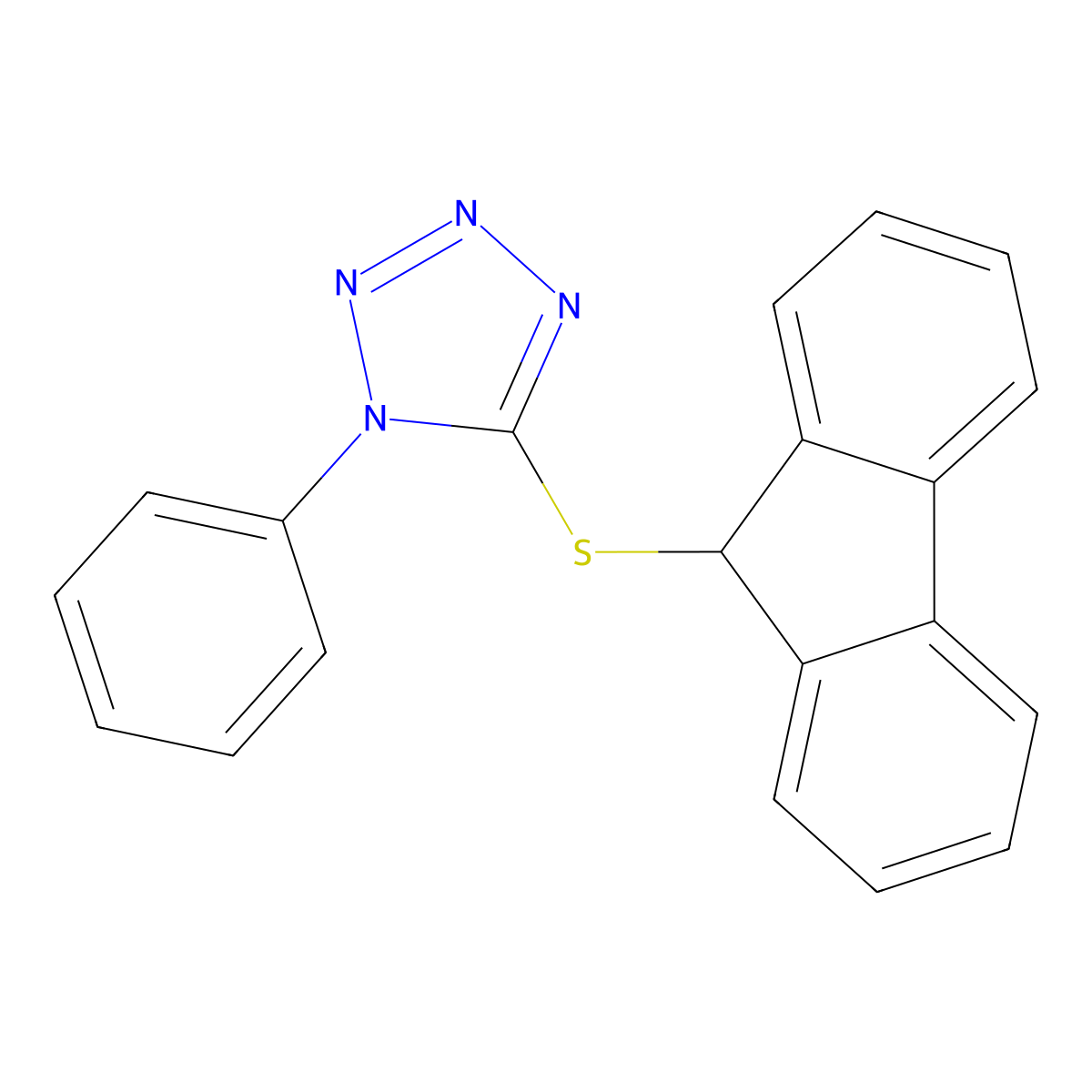 5-(9H-fluoren-9-ylsulfanyl)-1-phenyltetrazole molecular structure, CAS 312282-06-7