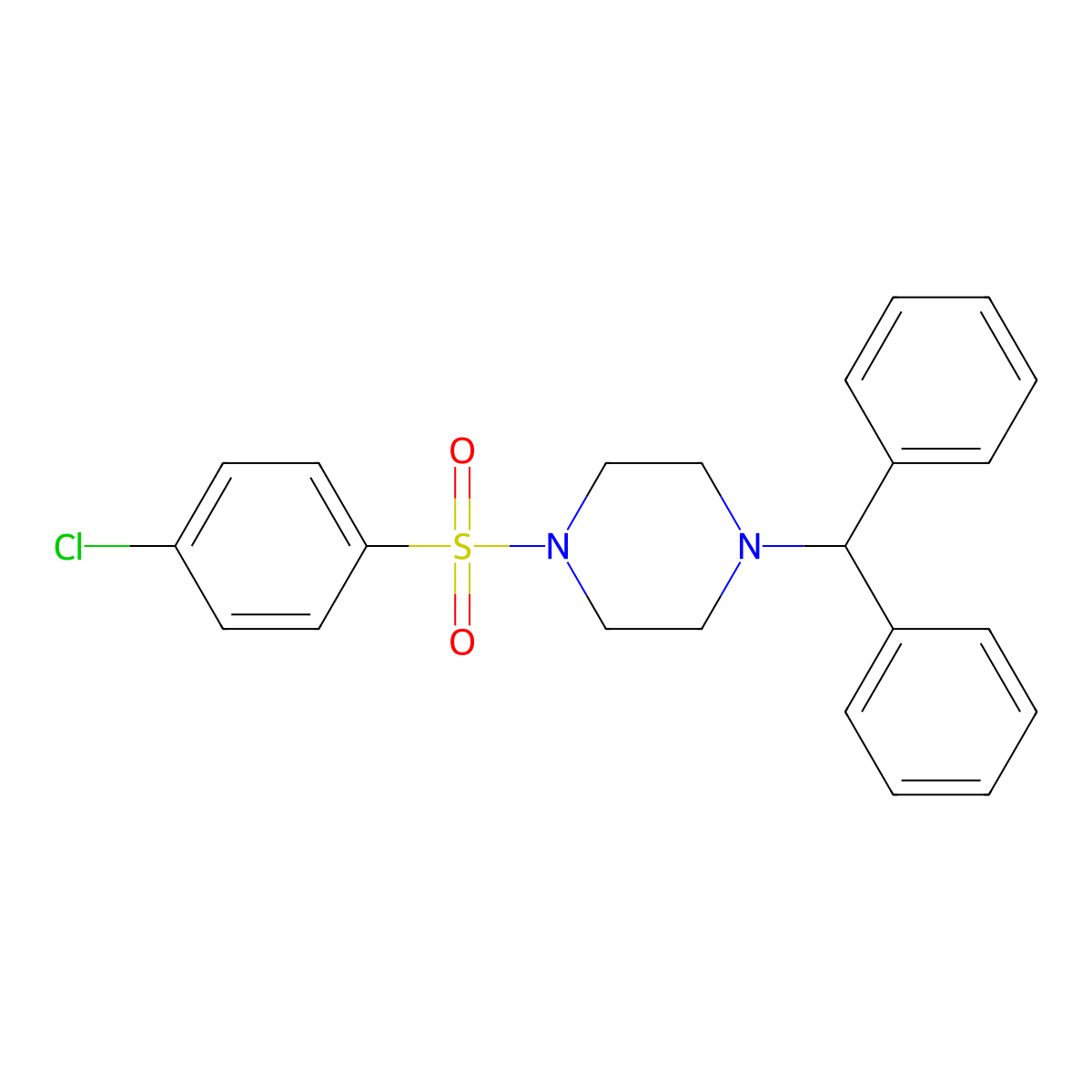 1-((4-(Diphenylmethyl)piperazinyl)sulfonyl)-4-chlorobenzene molecular structure, CAS 312282-53-4