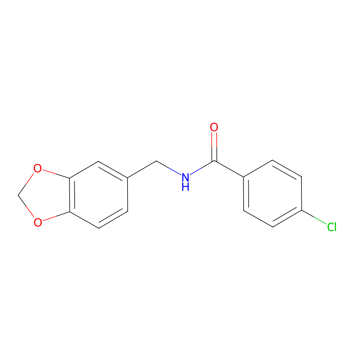 N-(1,3-benzodioxol-5-ylmethyl)-4-chlorobenzamide molecular structure, CAS 312284-90-5