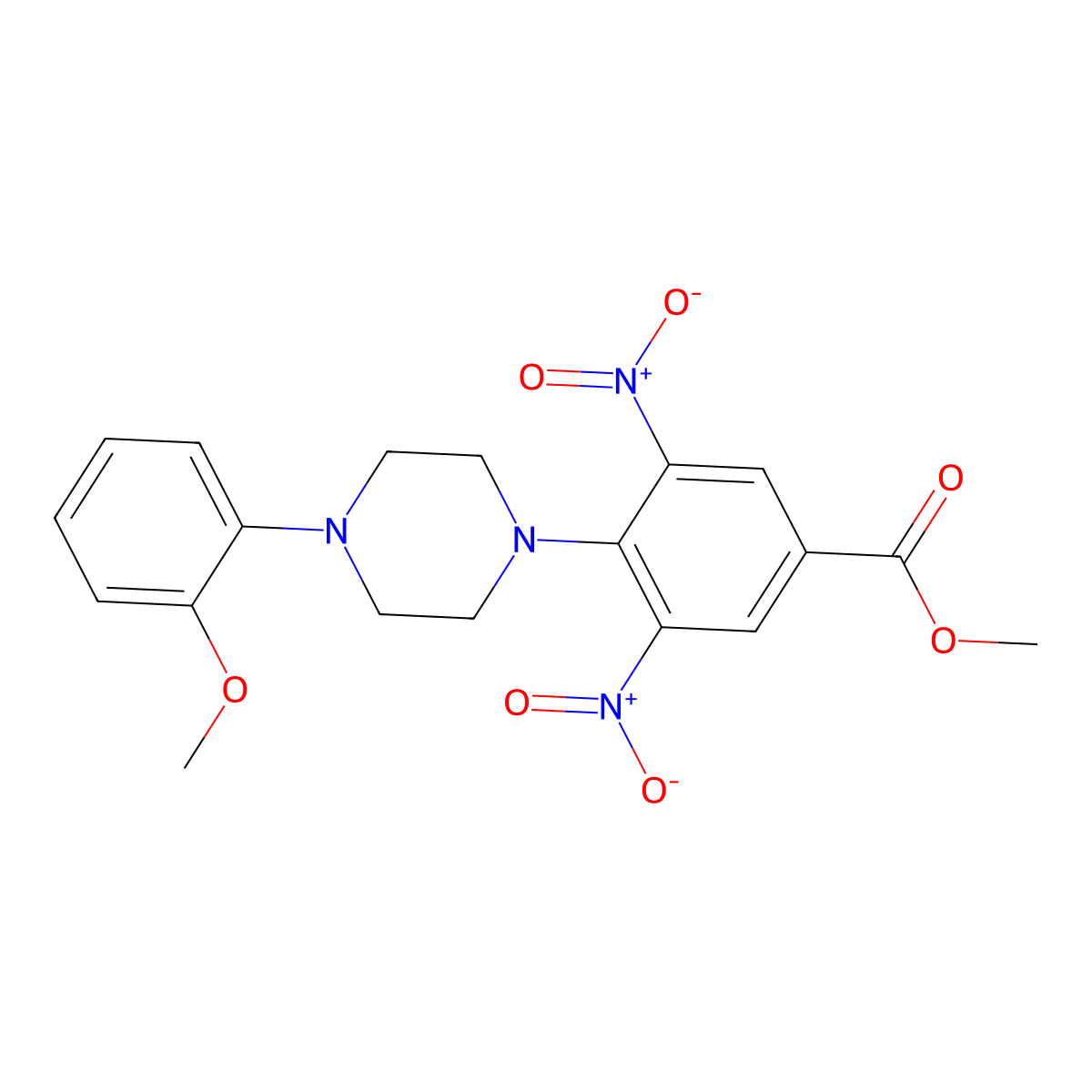 Methyl 4-[4-(2-methoxyphenyl)piperazin-1-yl]-3,5-dinitrobenzoate molecular structure, CAS 312284-93-8