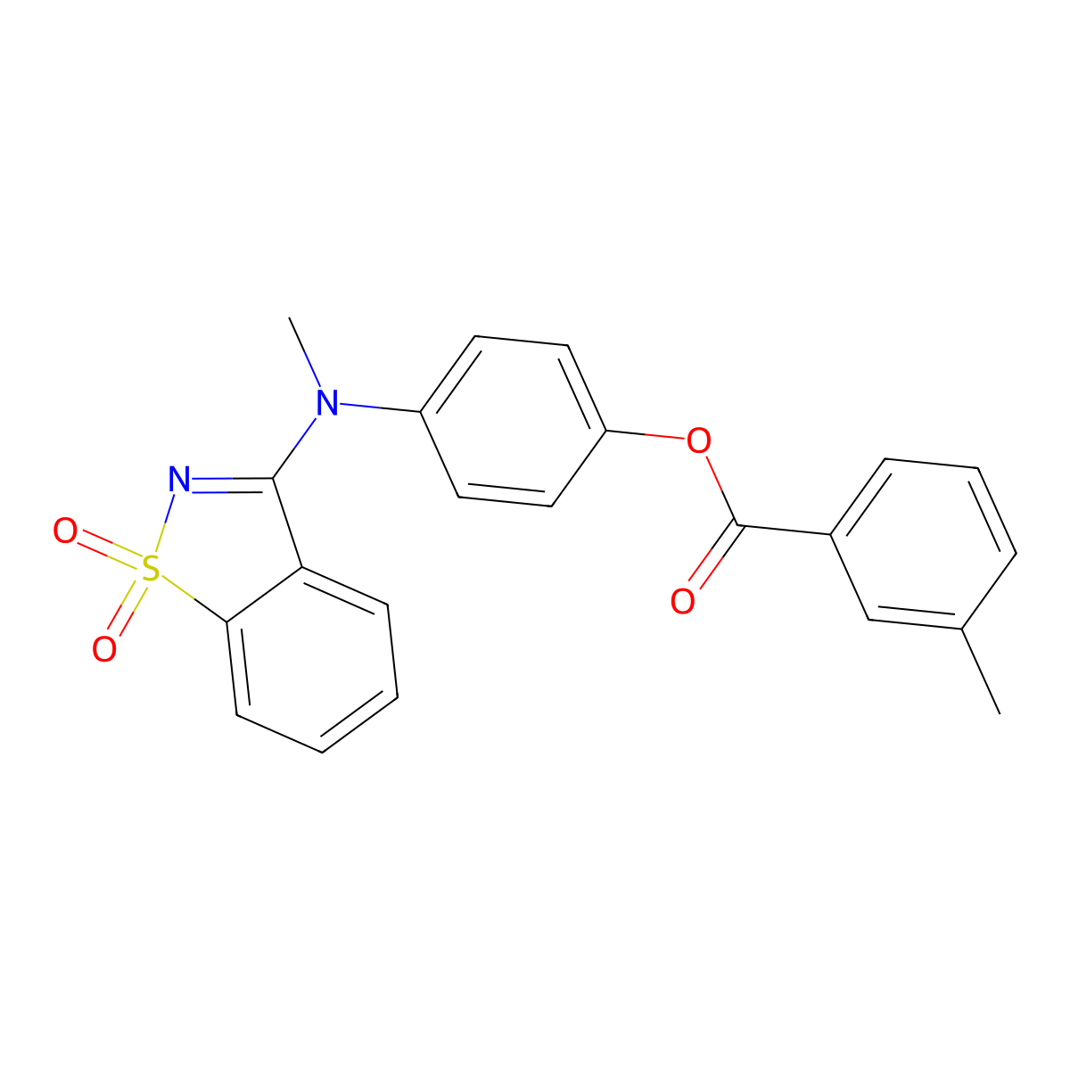 4-[(1,1-Dioxido-1,2-benzothiazol-3-yl)(methyl)amino]phenyl 3-methylbenzoate molecular structure, CAS 312285-25-9