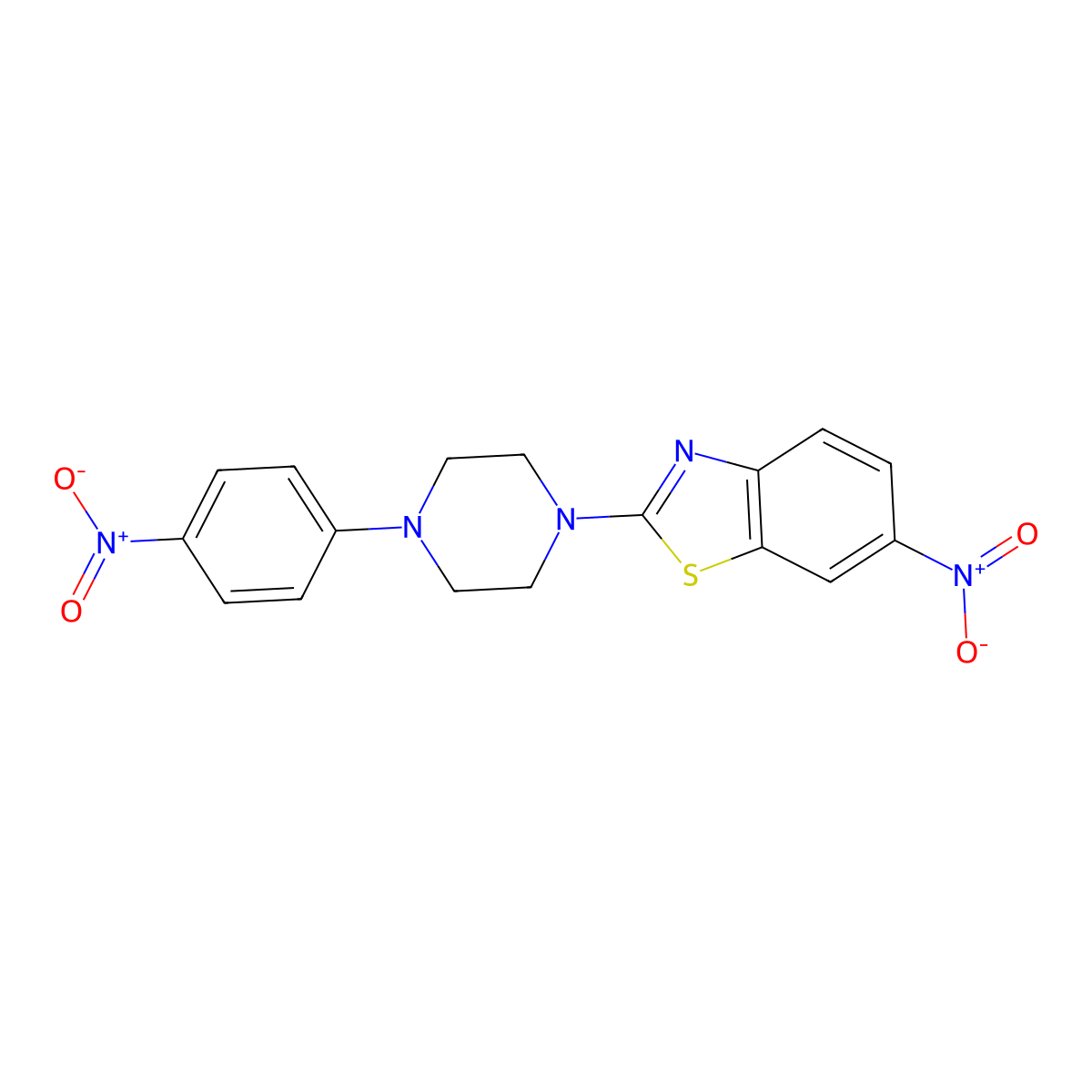 6-Nitro-2-[4-(4-nitrophenyl)piperazin-1-yl]-1,3-benzothiazole molecular structure, CAS 312285-33-9