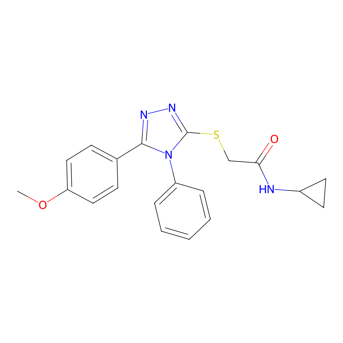 N-cyclopropyl-2-{[5-(4-methoxyphenyl)-4-phenyl-4H-1,2,4-triazol-3-yl]sulfanyl}acetamide molecular structure, CAS 312285-53-3