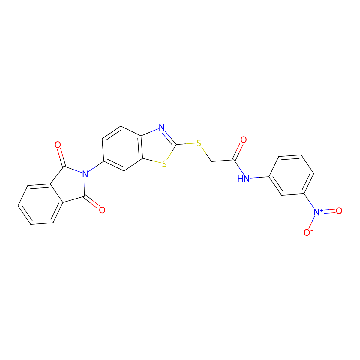 2-[[6-(1,3-dioxoisoindol-2-yl)-1,3-benzothiazol-2-yl]sulfanyl]-N-(3-nitrophenyl)acetamide molecular structure, CAS 312286-25-2
