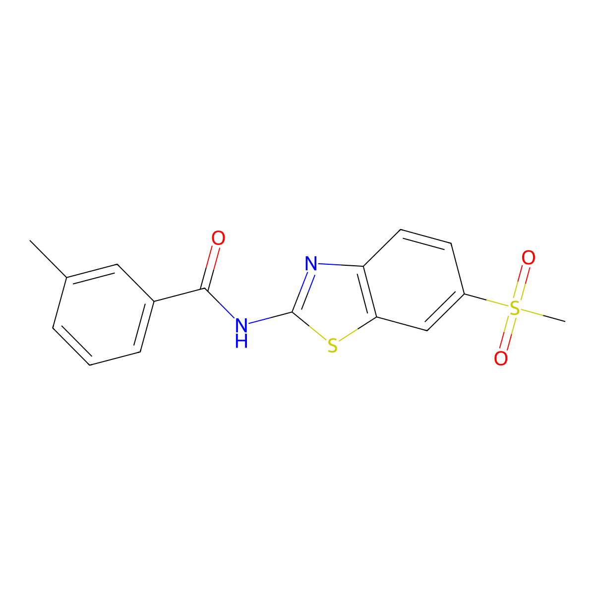 3-methyl-N-[6-(methylsulfonyl)-1,3-benzothiazol-2-yl]benzamide molecular structure, CAS 312286-35-4