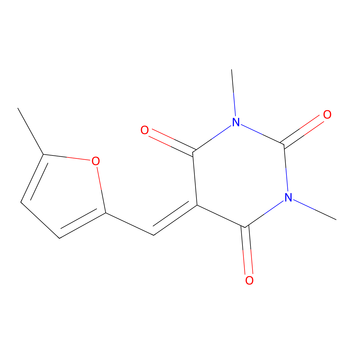 1,3-Dimethyl-5-[(5-methylfuran-2-yl)methylidene]-1,3-diazinane-2,4,6-trione molecular structure, CAS 312286-40-1