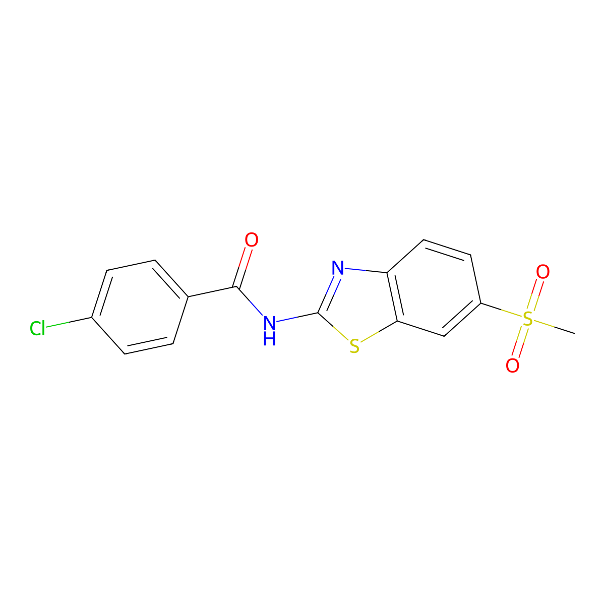 4-chloro-N-(6-(methylsulfonyl)benzo[d]thiazol-2-yl)benzamide molecular structure, CAS 312286-43-4