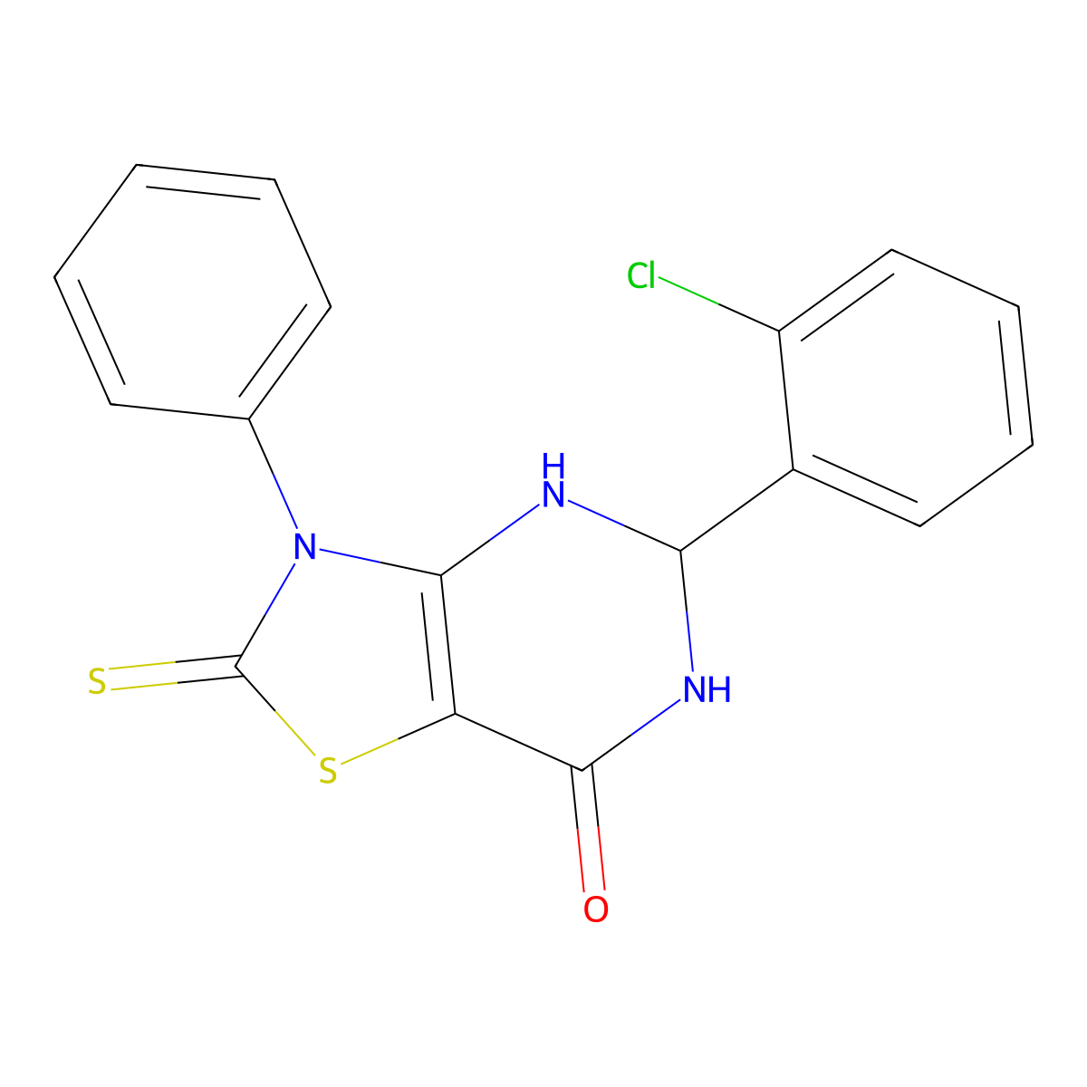 5-(2-chlorophenyl)-3-phenyl-2-thioxo-2,3,5,6-tetrahydro[1,3]thiazolo[4,5-d]pyrimidin-7(4H)-one molecular structure, CAS 312286-44-5