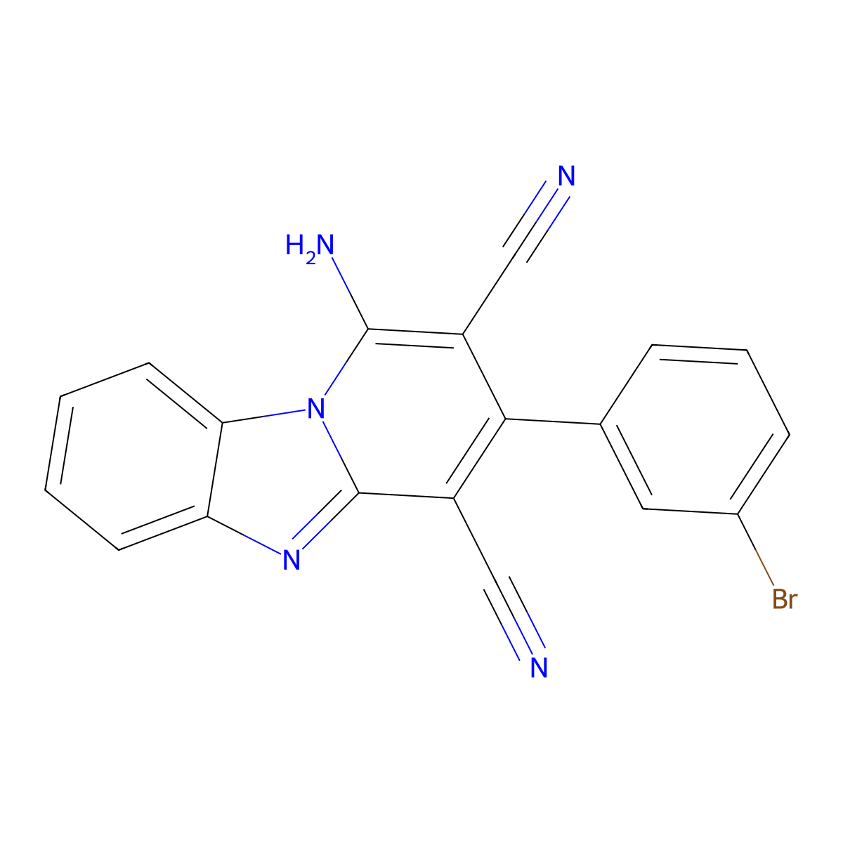 1-Amino-3-(3-bromophenyl)pyrido[1,2-a]benzimidazole-2,4-dicarbonitrile molecular structure, CAS 312287-07-3