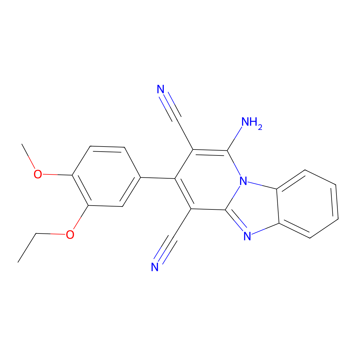 1-Amino-3-(3-ethoxy-4-methoxyphenyl)pyrido[1,2-a]benzimidazole-2,4-dicarbonitrile molecular structure, CAS 312287-08-4