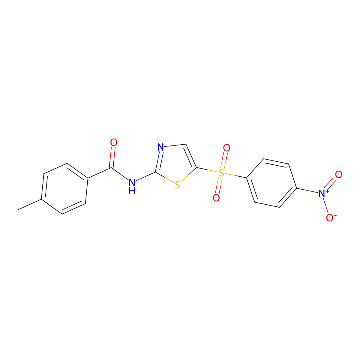 4-methyl-N-(5-((4-nitrophenyl)sulfonyl)thiazol-2-yl)benzamide molecular structure, CAS 312287-43-7