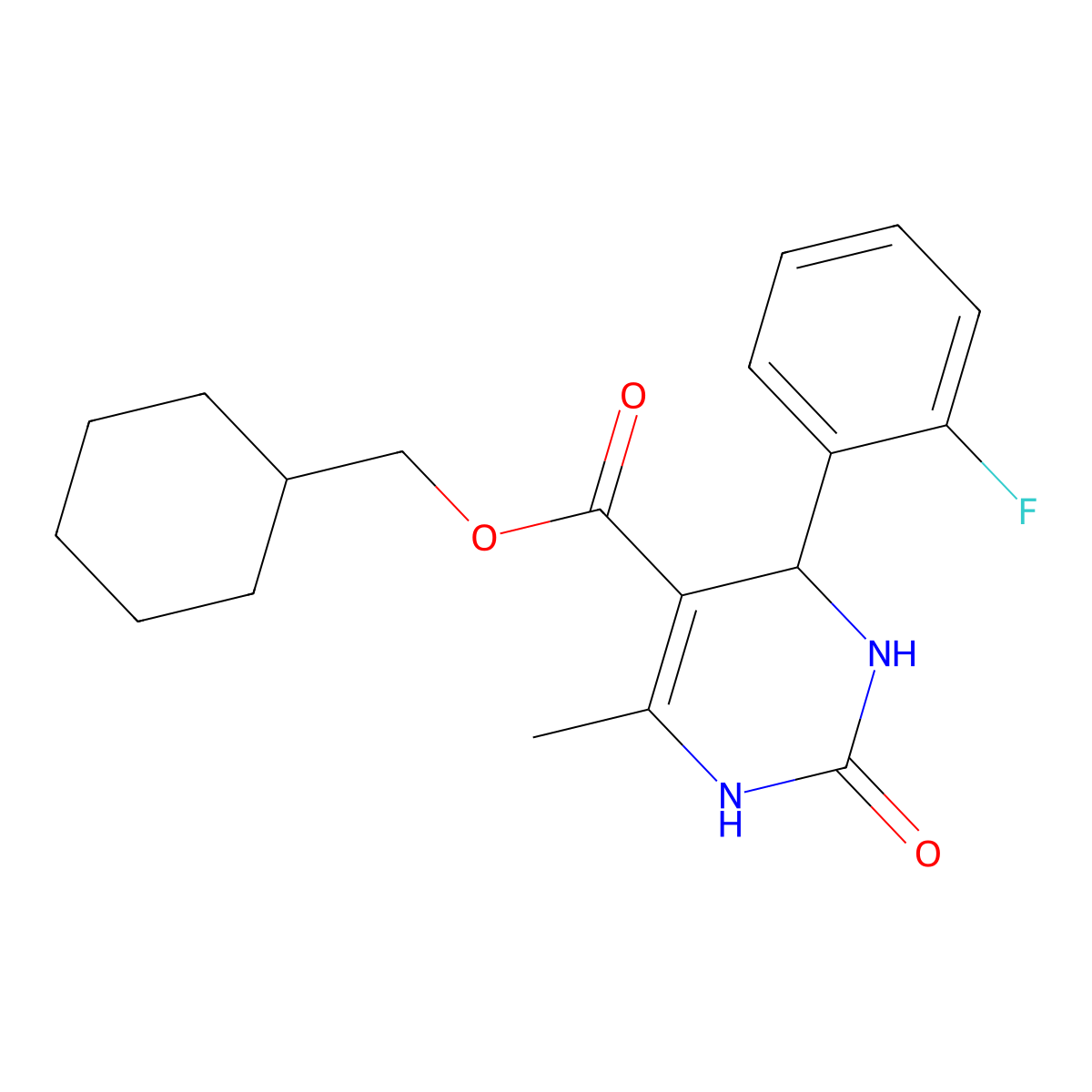 Cyclohexylmethyl 4-(2-fluorophenyl)-6-methyl-2-oxo-1,2,3,4-tetrahydro-5-pyrimidinecarboxylate molecular structure, CAS 312287-69-7