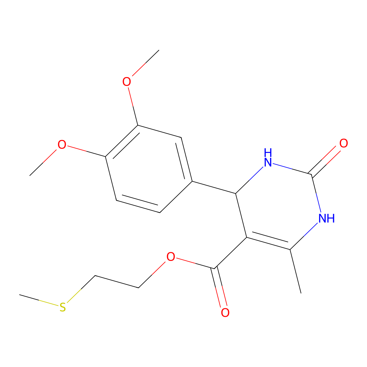 2-methylsulfanylethyl 4-(3,4-dimethoxyphenyl)-6-methyl-2-oxo-3,4-dihydro-1H-pyrimidine-5-carboxylate molecular structure, CAS 312287-70-0