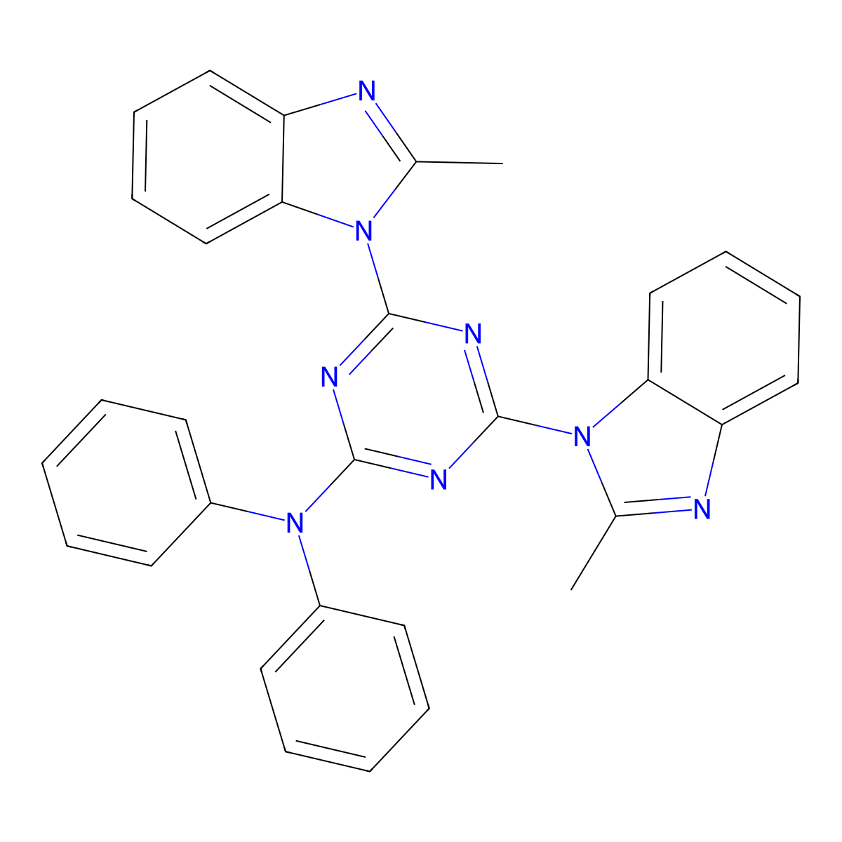 4,6-bis(2-methyl-1H-benzimidazol-1-yl)-N,N-diphenyl-1,3,5-triazin-2-amine molecular structure, CAS 312287-73-3